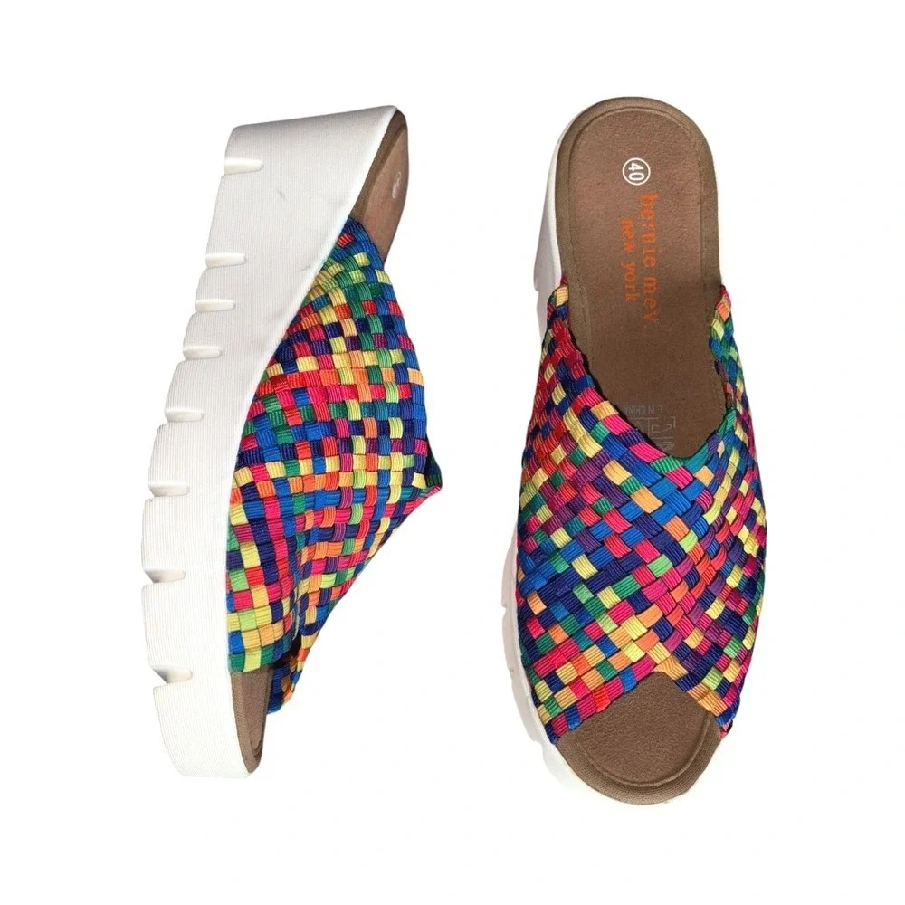 Bernie Mev. Venti Rainbow Woven Wedge Slip on sz 40 /US 9